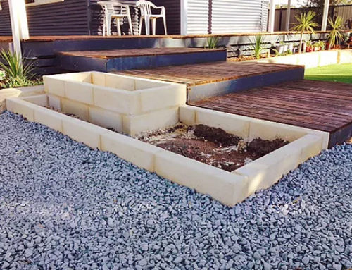 Limestone Blocks garden edge/ planter box for experienced DIY or a Perth Trade Centre professional installation.