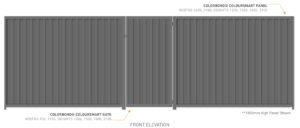 Colorbond fencing and gate front elevation