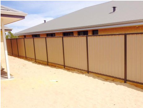 colorbond fence installed perth with timber plinths