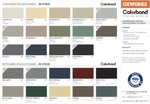 Colorbond fencing colour range