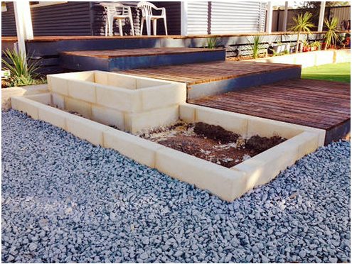 installation of limestone block garden edging