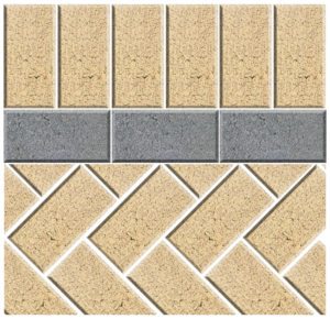 45 herringbone paving with pencil inlay and soldier header