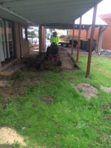 patio area before liquid limestone poured