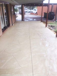 patio area after liquid limestone poured