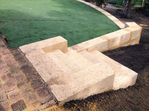 limestone block stairs