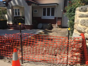 Reconstituted limestone block wall with infills Swanbourne before picture site excavation