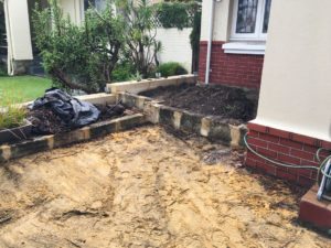 limestone retaining small garden edging wall